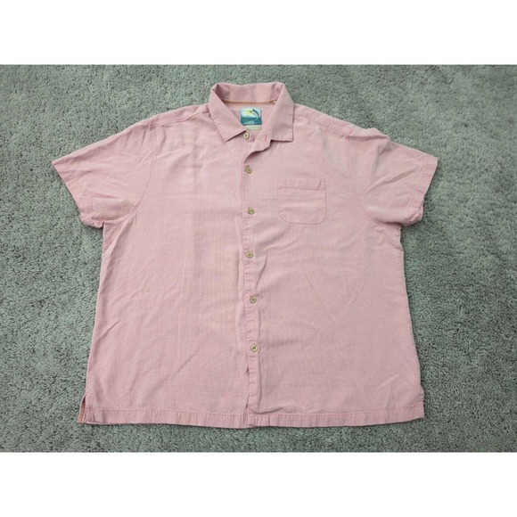 Tommy Bahama Other - Tommy Bahama Button Up Shirt Mens XXL Pink Textured Silk Blend Island Modern Fit